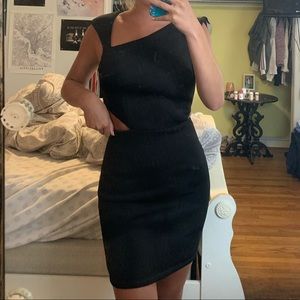 MARCIANO MIDI BLACK FORMAL CUTOUT DRESS